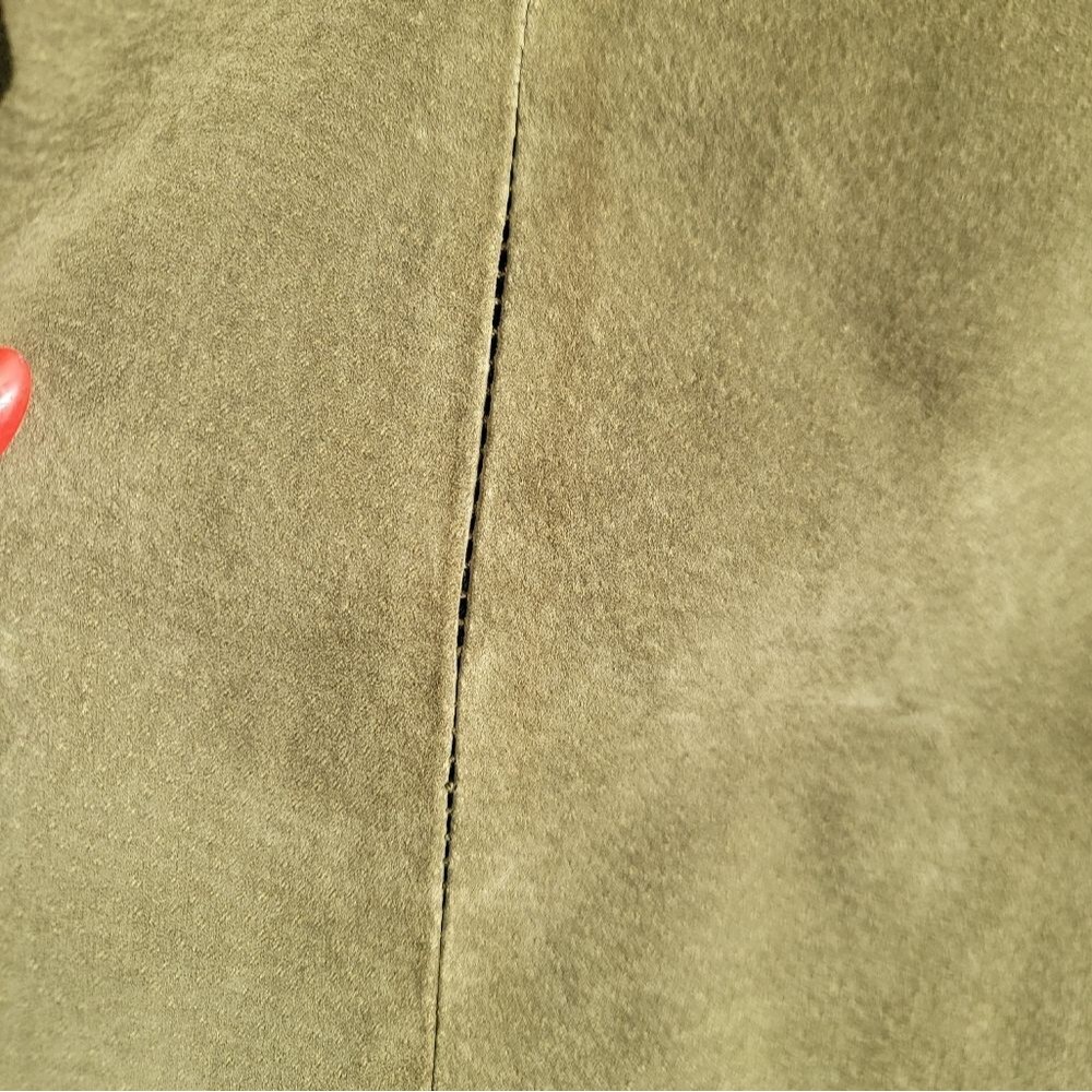 BRADLEY BY BRADLEY BAYOU SOFT SUEDE JACKET CHAIN DETAIL Sz 2X OLIVE GREEN $250 - Picture 9 of 11